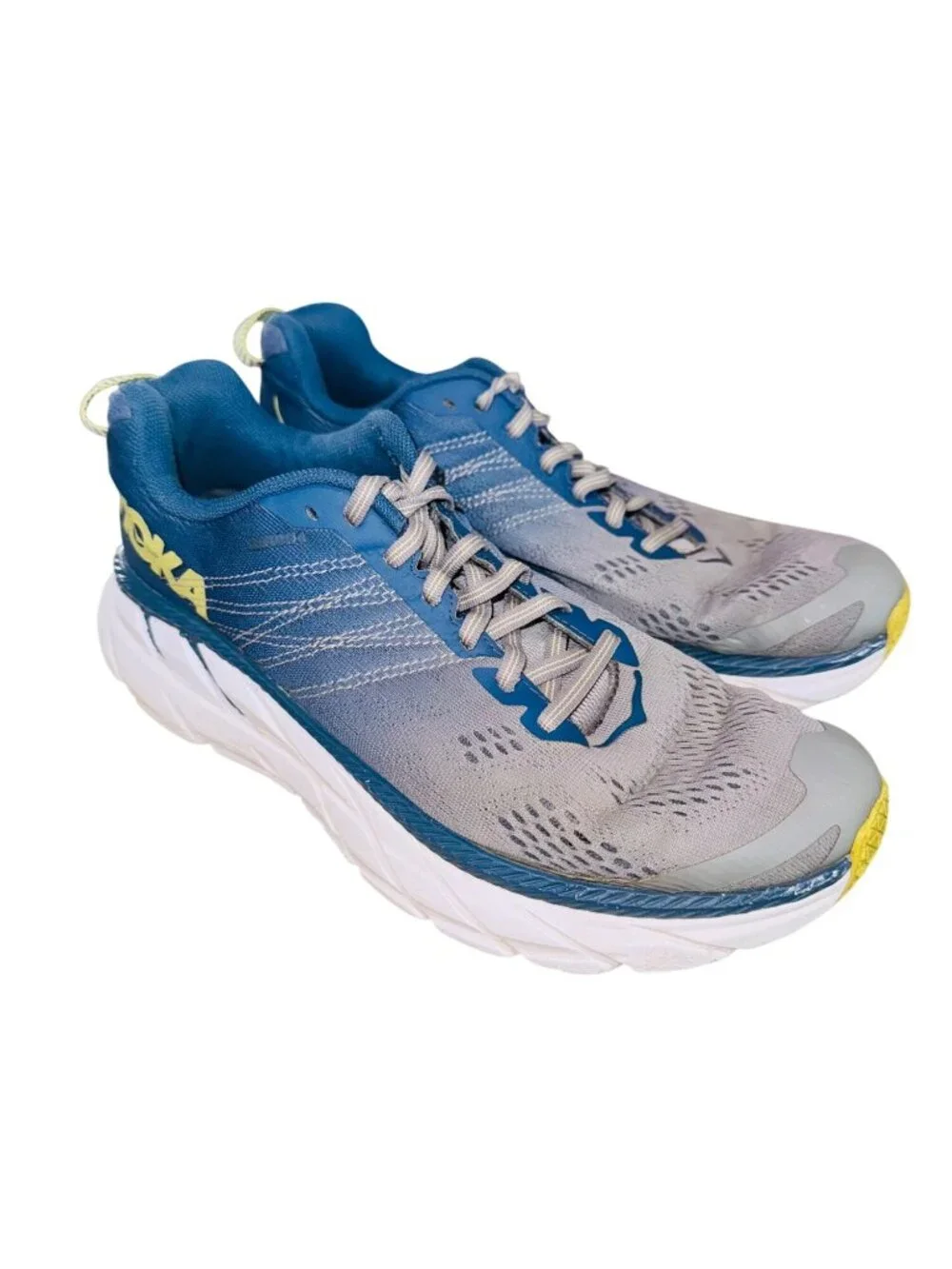 Hoka One One Clifton 6 Running Shoes Womens Size 9 Blue Gray Lightweight Cushion